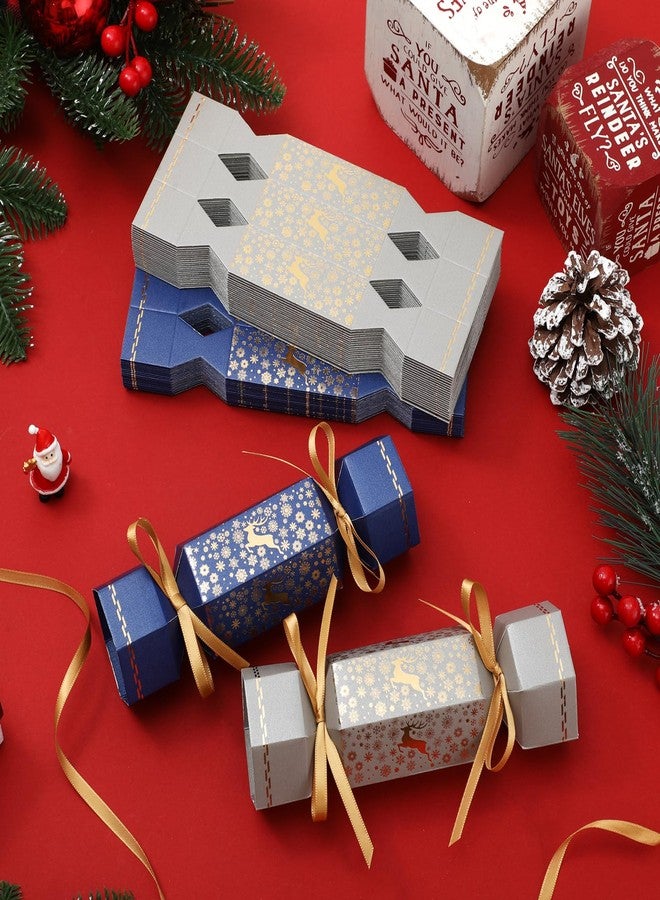 Tenceur 50 Christmas Cracker Kit No Snap Xmas Party Table Favors Snowflake Reindeer DIY Christmas Party Cracker Candy Boxes Christmas Party Favor for Holiday Decoration, Blue and Silver - Image 4